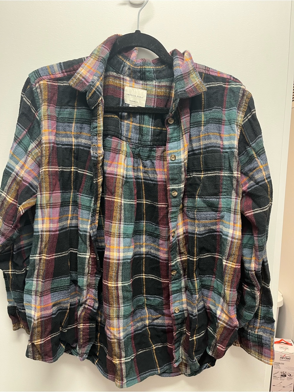 American Eagle Plaid Button-Up Flannel Shirt